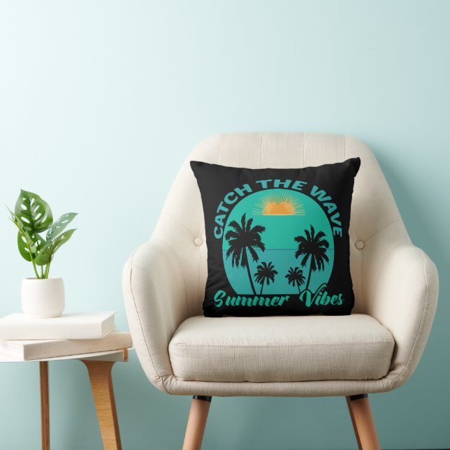 Catch the Wave Summer Vibes Throw Pillow (Chair)