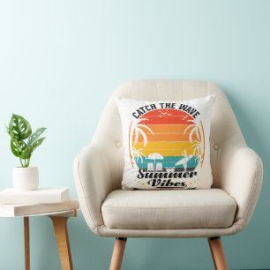 Catch the Wave Summer Vibes Throw Pillow