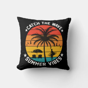 Catch the Wave Summer Vibes Throw Pillow