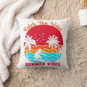Catch the Wave Summer Vibes Throw Pillow
