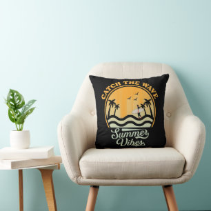 Catch the Wave Summer Vibes Throw Pillow
