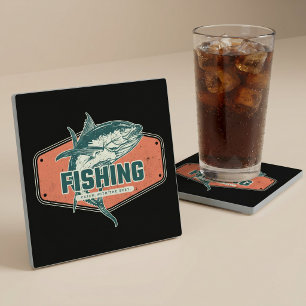 Catch With The Best   Fishing Glass Coaster