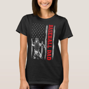 Catcher Baseball  For Men American Flag Baseball D T-Shirt