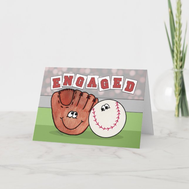 Catcher’s Mitt and Baseball ENGAGEMENT Annoucement Announcement (Front)