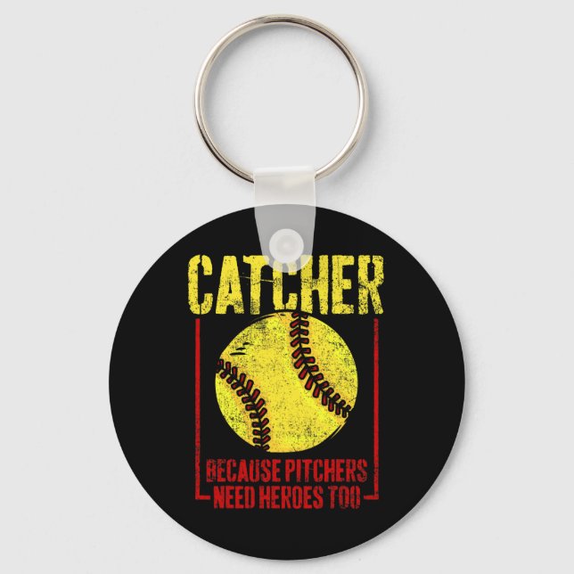 Catcher Softll Player  Keychain (Front)