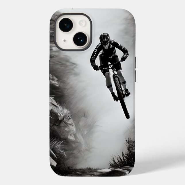 Catching Air - Mountain Bike Digital Pencil Sketch Case-Mate iPhone Case (Back)