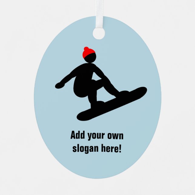Catching Air - Snowboarder in red hat - your text Metal Ornament (Front)