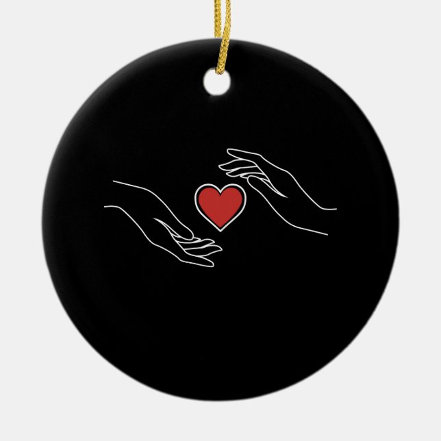 Catching Heart Ceramic Ornament (Front)
