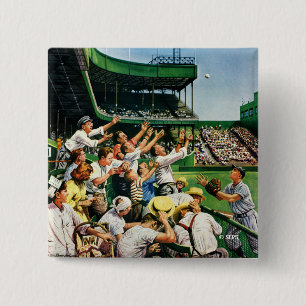 Catching Home Run Ball 2 Inch Square Button