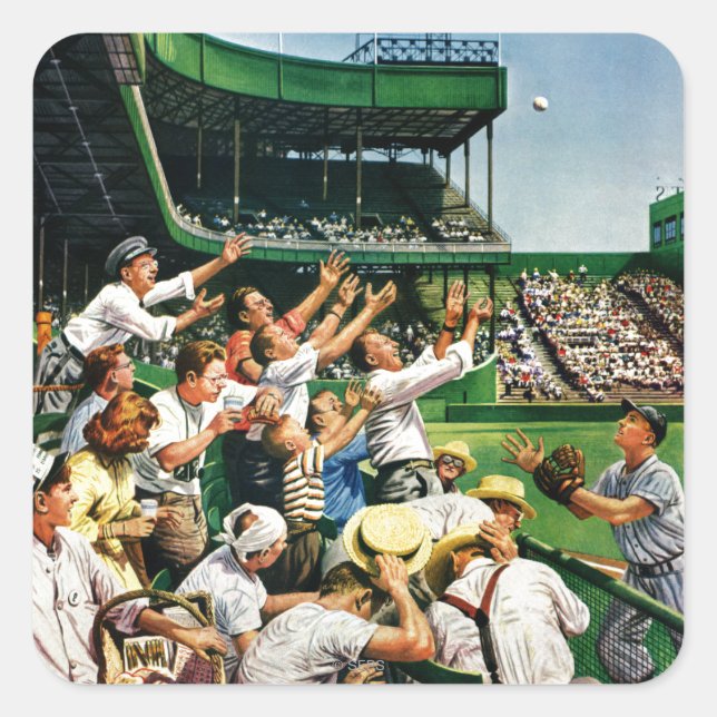 Catching Home Run Ball Square Sticker (Front)