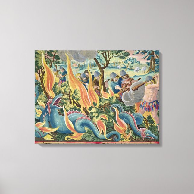 Catching Serpents in India Using Clubs and Torches Canvas Print (Front)