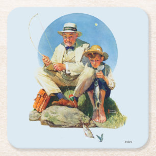Catching the Big One Square Paper Coaster
