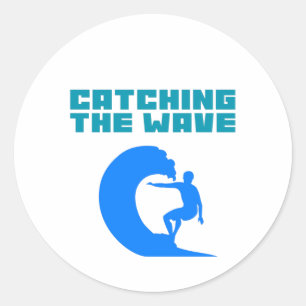 Catching the Wave - Surfing Classic Round Sticker