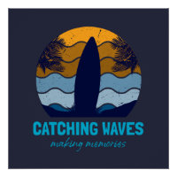 Catching Waves Retro Surfboard Beach Art