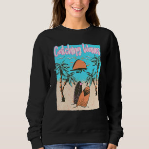 Catching Waves Surfing Beach Vintage Surf Sweatshirt