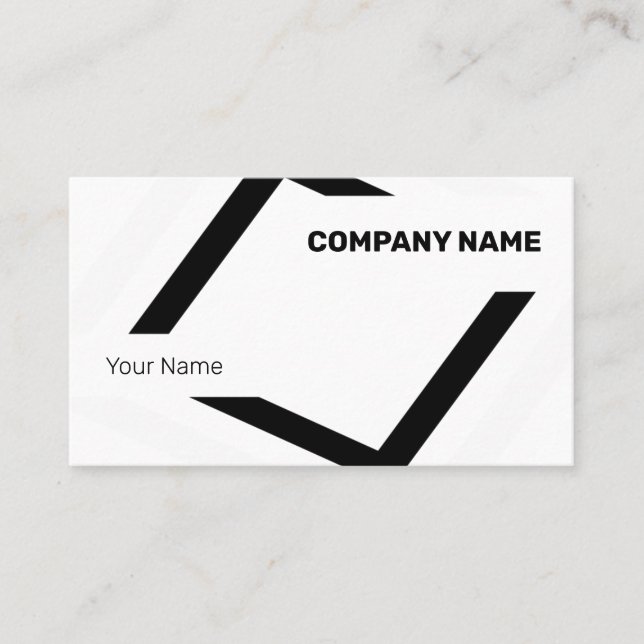 Catchy Black and White Geometric Business Card (Front)