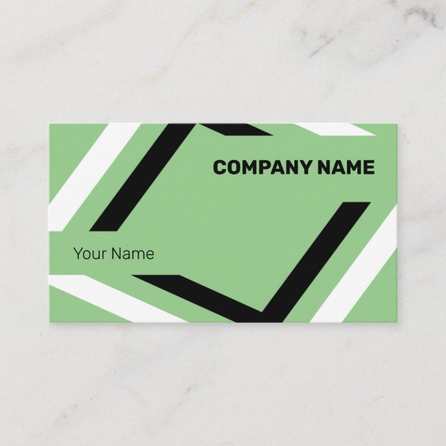 Catchy Black and White Geometric Business Card (Front)