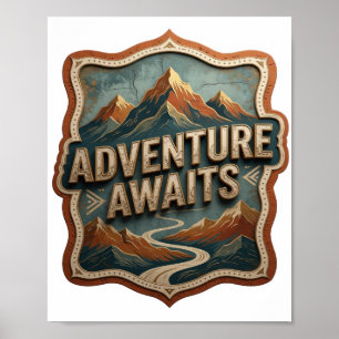 Catchy Gold ADVENTURE AWAITS Print