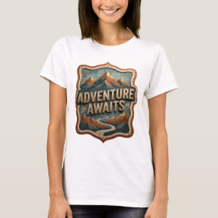 Catchy Gold ADVENTURE AWAITS Print T-Shirt