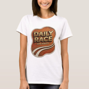 Catchy Gold DAILY RACE GOING NOWHERE Slogan Design T-Shirt