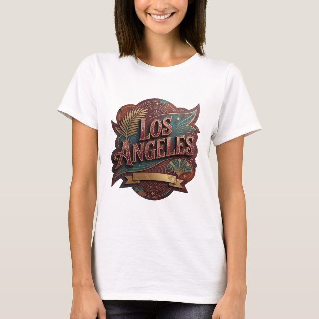 Catchy Gold LOS ANGELES Slogan Tee (Front)