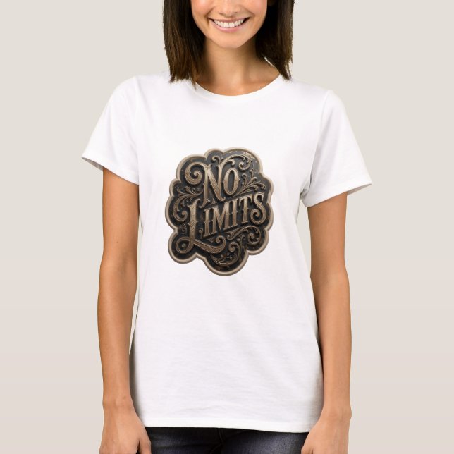 Catchy Gold NO LIMITS Statement Tee (Front)