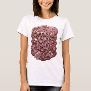 Catchy Gold OFFICIAL CAT LADY Statement Design T-Shirt