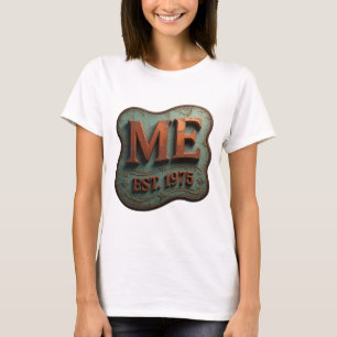 Catchy Orange ME EST 1975 Graphic Design T-Shirt