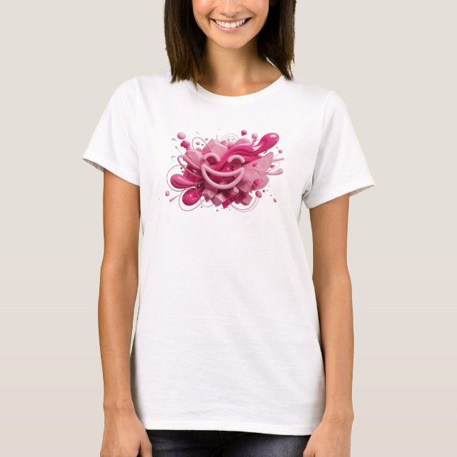 Catchy Pink HAPPY FACE Graphic Tee (Front)