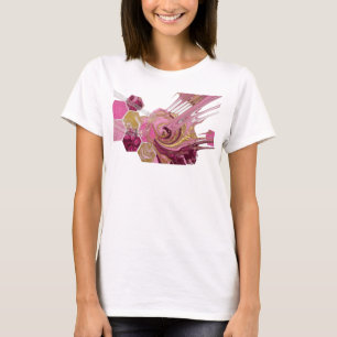 Catchy Pink PINK AND GOLD GLITTER LIQUID Print T-Shirt