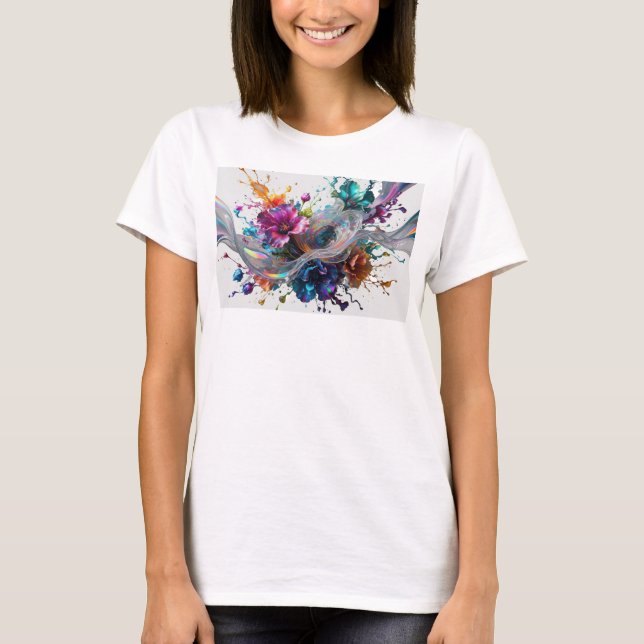 Catchy Silver ABSTRACT ART Graphic Tee (Front)