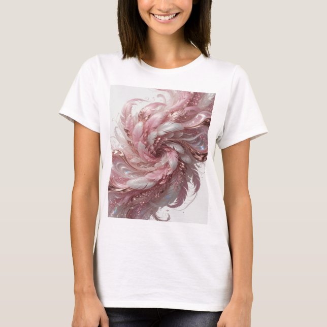 Catchy Silver ANGEL FEATHERS Statement Design T-Shirt (Front)