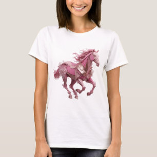 Catchy Silver ANIMATED PINK HORSE Graphic Design T-Shirt