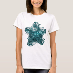 Catchy Silver BLUE STAR Text Design T-Shirt