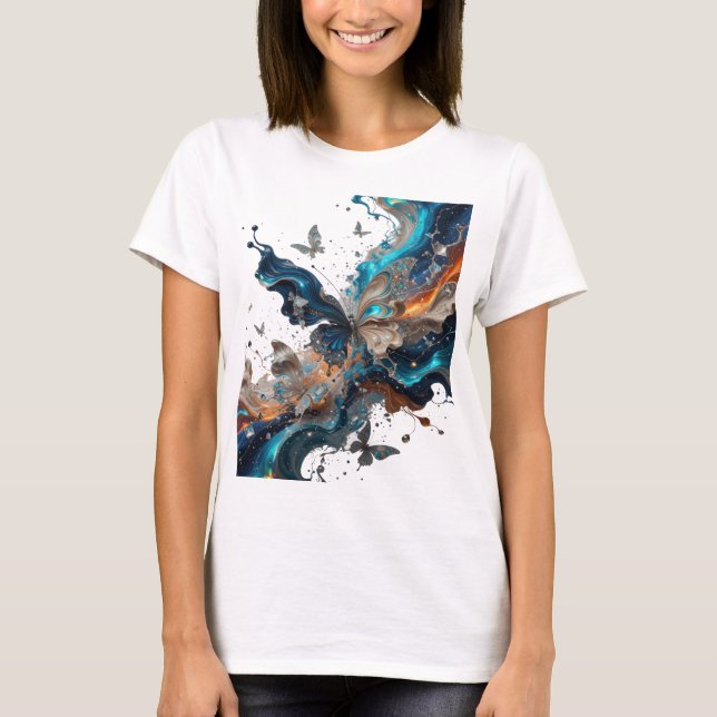 Catchy Silver BUTTERFLY FANTASY Slogan Tee (Front)