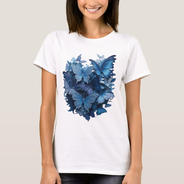 Catchy Silver BUTTERFLY FLOWERS Shirt Design (Front)