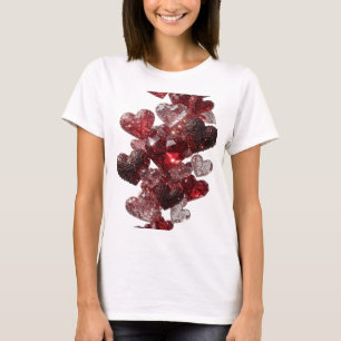 Catchy Silver HEARTS AND GLITTER 3D Text Art T-Shirt