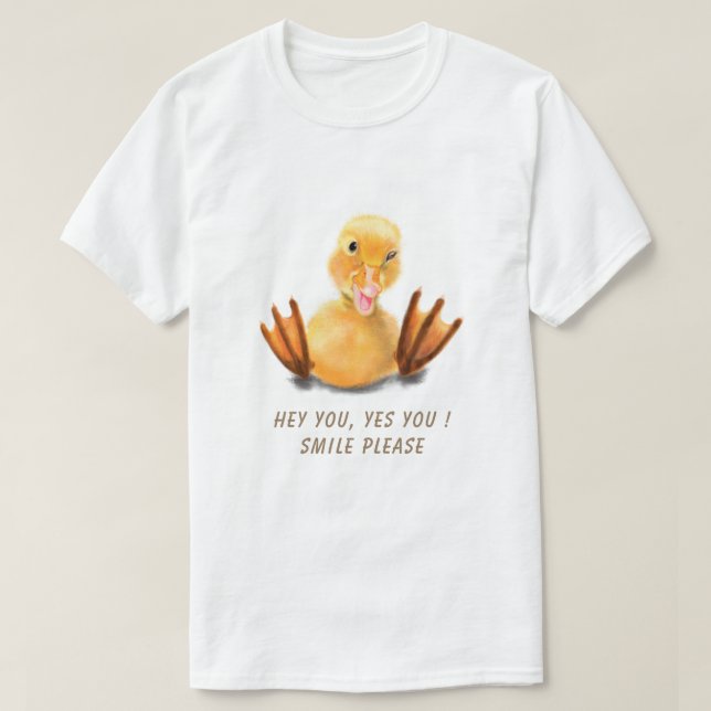 Catchy Text T-Shirt with Happy Duck (Design Front)