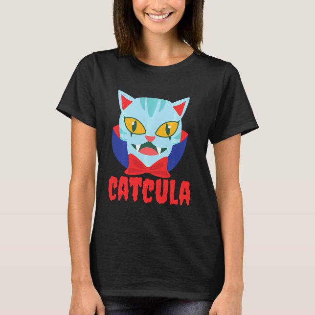 Catcula Cat Vampire Dracula Vampirina Halloween Co T-Shirt (Front)