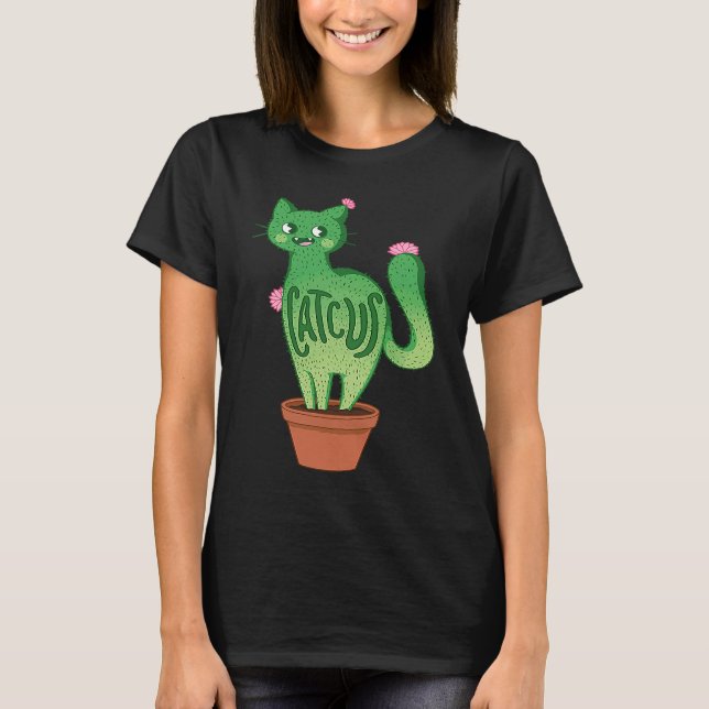 Catcus Cat Cactus Succulent Plants Kitty Lovers Fu T-Shirt (Front)