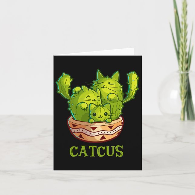 Catcus Cute Cat And Cactus Mexican Cactus Cinco De Card (Front)