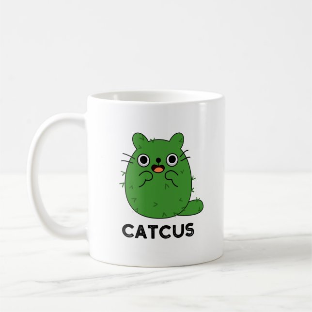 Catcus Funny Cat Cactus Pun  Coffee Mug (Left)