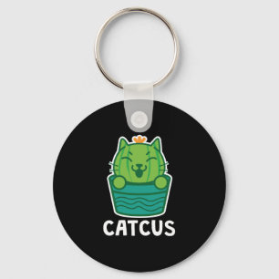 Catcus Funny Cat Lover Succulent Cactus Keychain