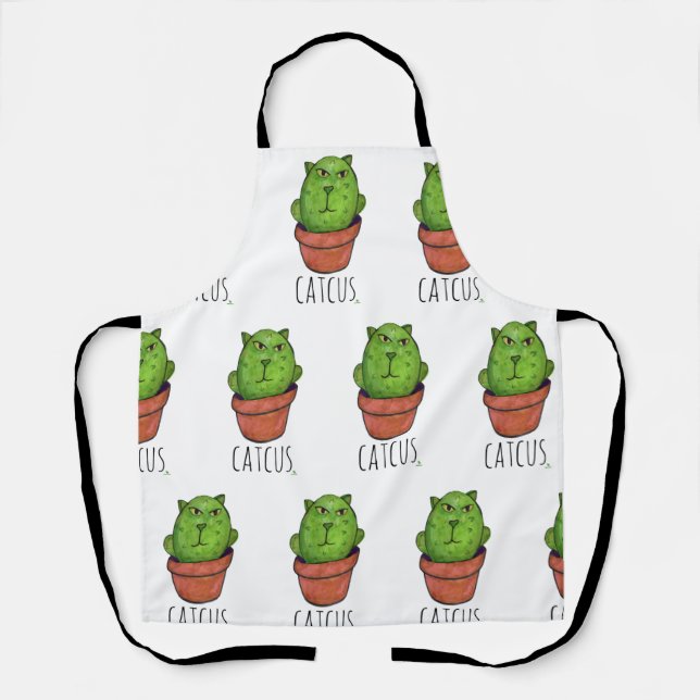 Catcus Funny Pet Cactus Kitty Succulent Apron (Front)