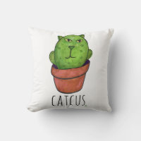 Catcus Pet Cactus Fun Cartoon Cat Mashup