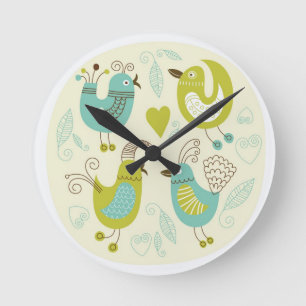 cate cartoon birds round clock