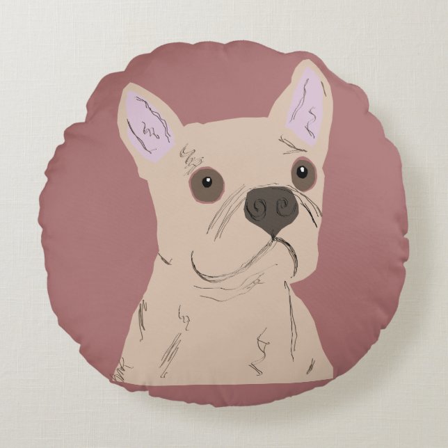 Cate dog round pillow (Front)