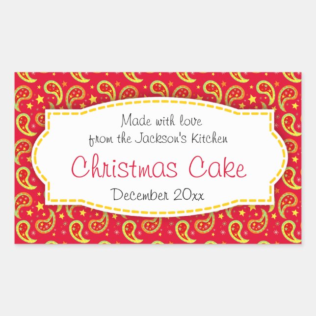 Câteau de Noël cachemire rouge étiquette autocolla (Devant)