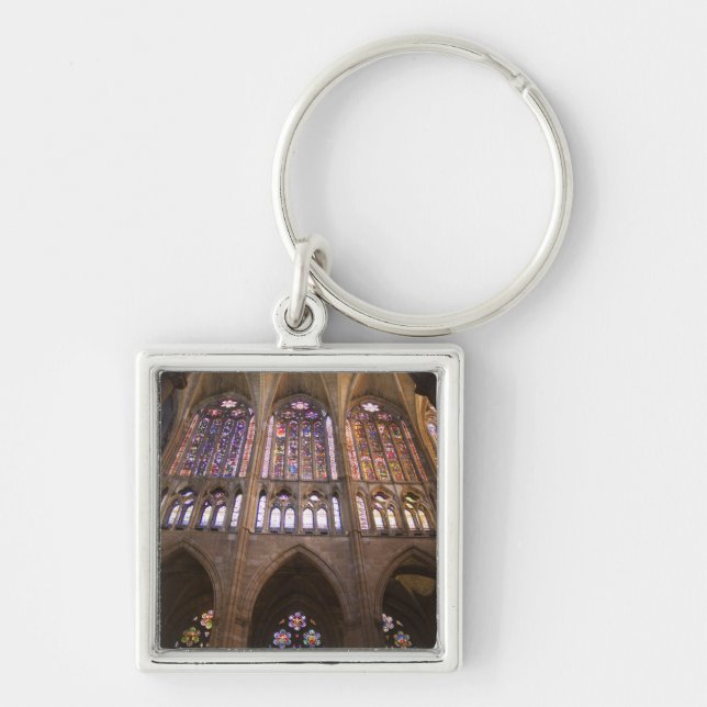 Catedral de Leon, interior stained glass windows Keychain (Front)