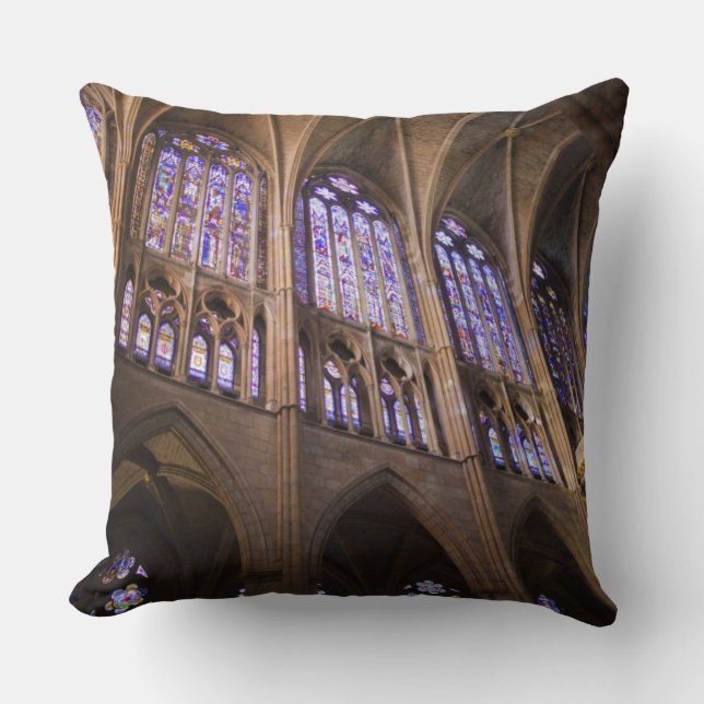 Catedral de Leon, interior stained glass windows Throw Pillow (Front)
